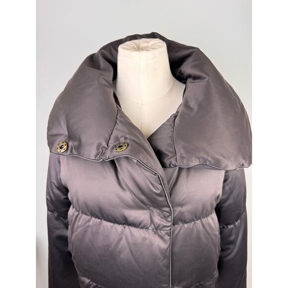 THEORY Brown S Puffer Jacket Big Collared Snap Button Long Sleeve Regular Fit - Picture 2 of 9